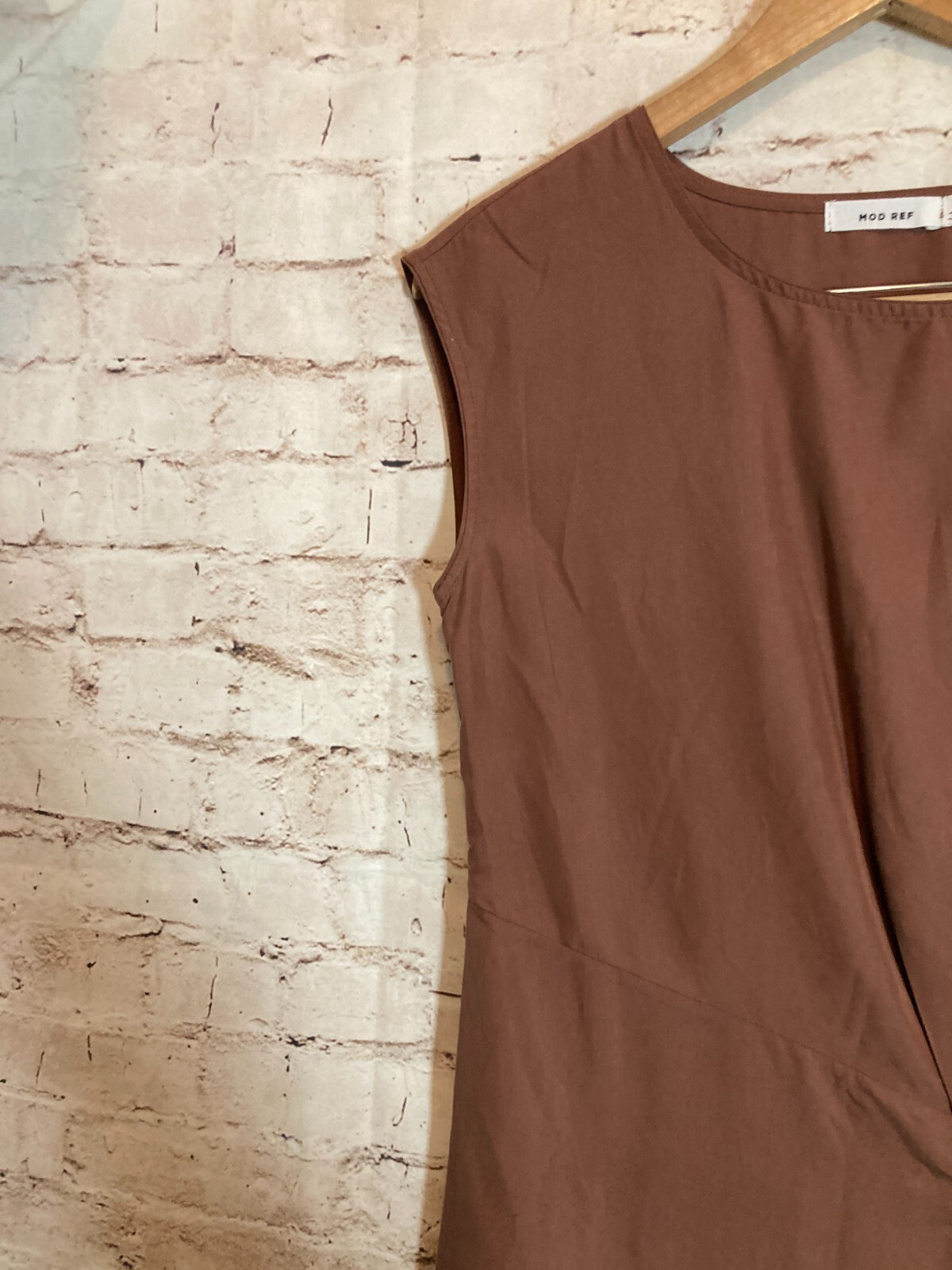 Mod Ref Dress Womens Medium Midi Chocolate Brown Lightweight Modal Asymmetric