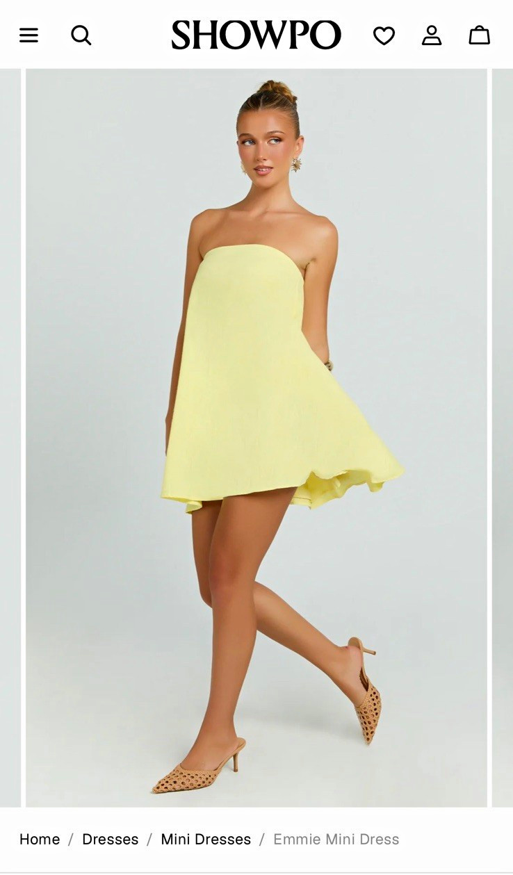 Showpo Emmie Strapless Solid Yellow Mini Dress Sleeveless Zip – US 4