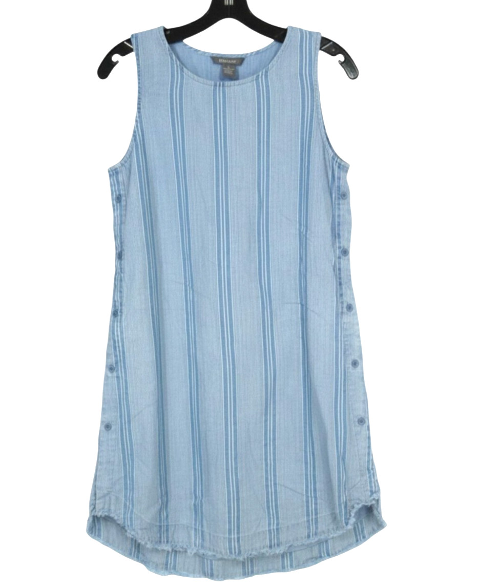 CHELSEA & THEODORE Sleeveless TENCEL Stripes BUTTON-DOWN STRIPES A-Line Dress S