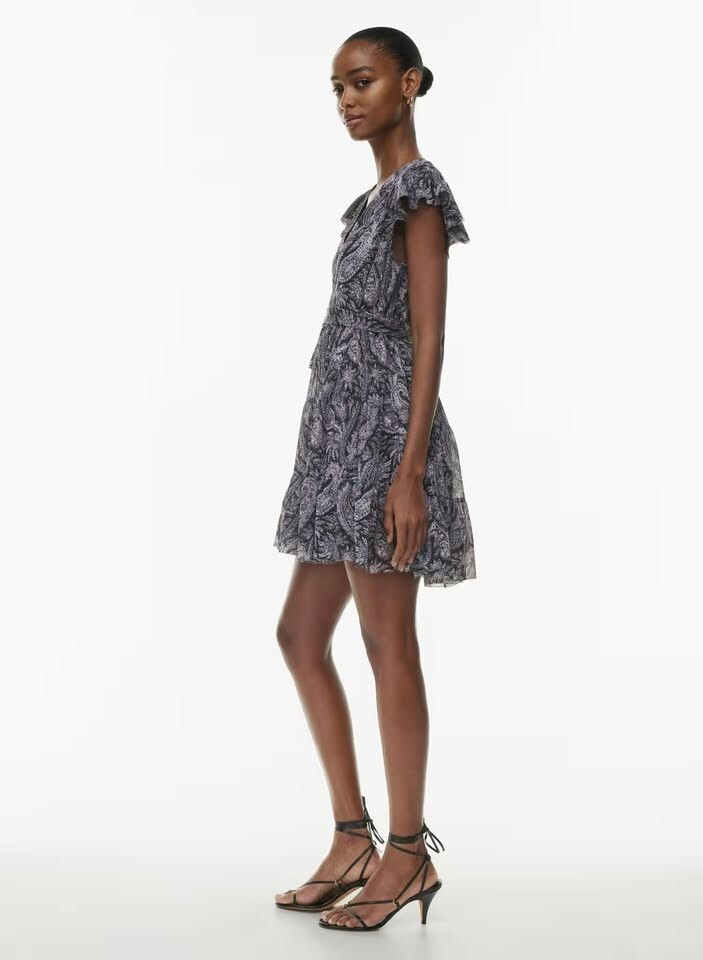 Aritzia Little Moon Sol Dress Small S BNWT Lined Tiered Flutter Sleeve Mini New