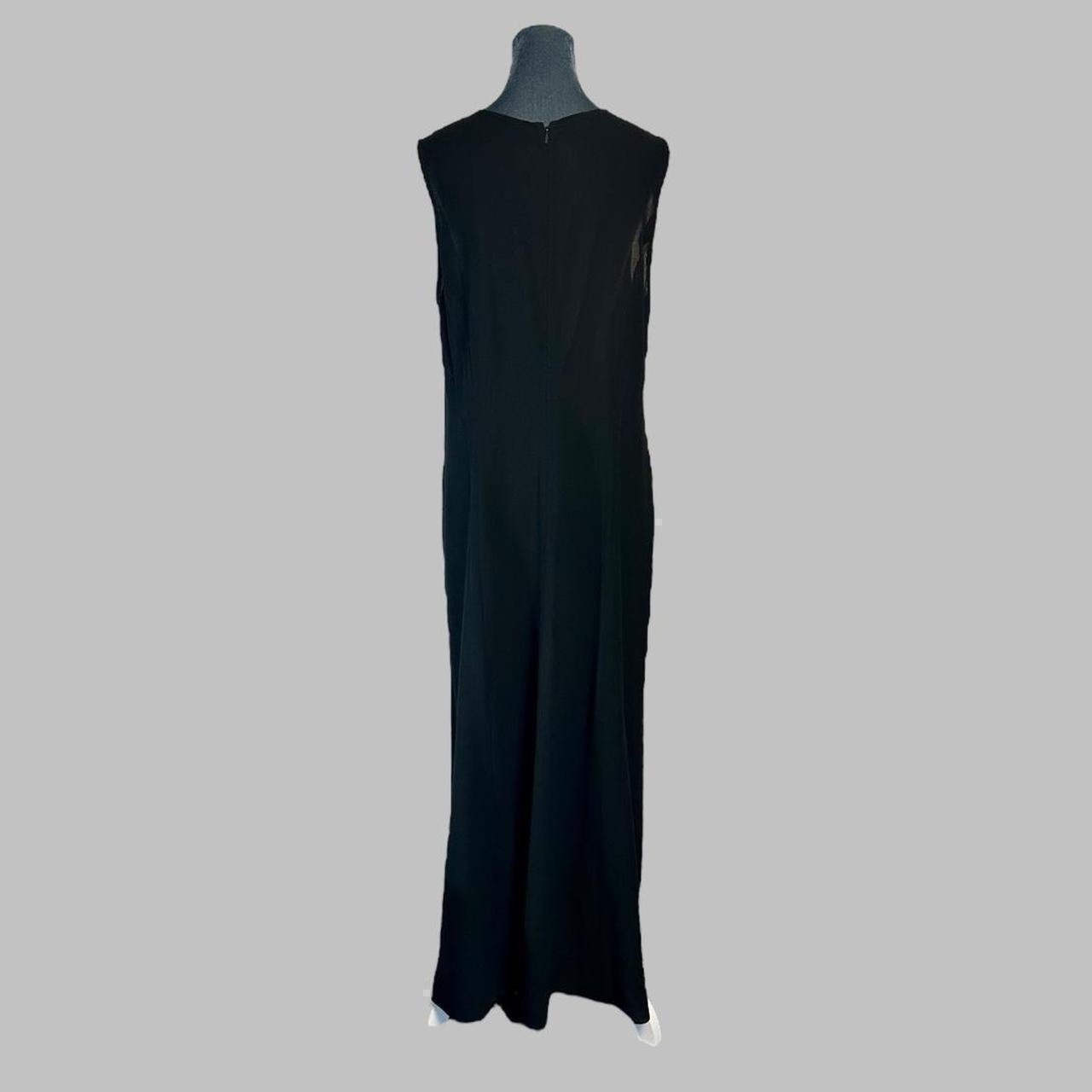 Vintage 90s DKNY 100% Wool Black Semi Sheer Lightweight Woven Long Maxi Dress 14
