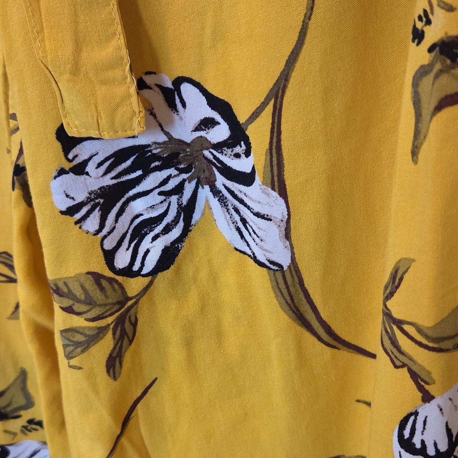 New Look Womens S Yellow Black White Floral Palazzo Pant Tie Accent G32