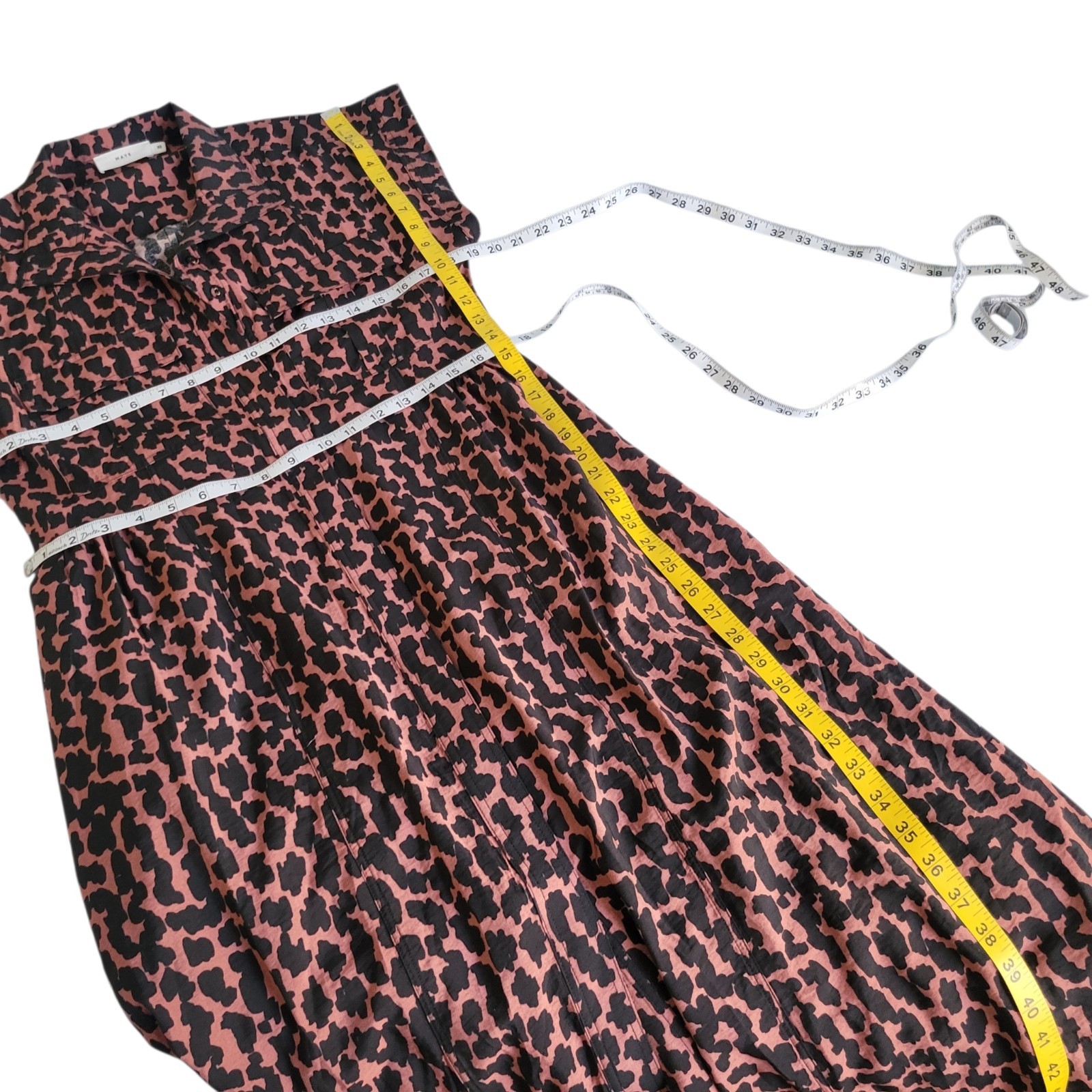 Maye Amelie Leopard Print Midi Shirt Dress XS Effortless Chic Streetwear Casual