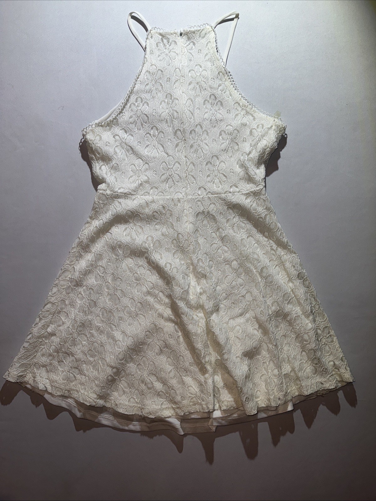 Altar’d State Women’s White Lace Floral Embroidered A Line Mini Dress, Skater
