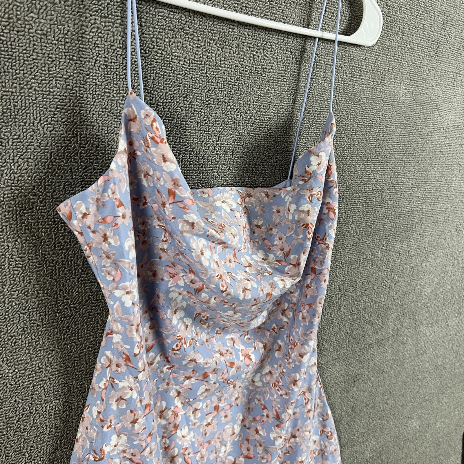 Windsor Dress Womens Small Blue Pink Floral Cowl Neck Mini Sundress Lined