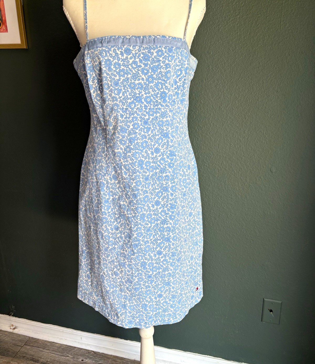 Vintage Tommy Hilfiger Floral Dress & Matching Jacket Set XL Blue White Y2K