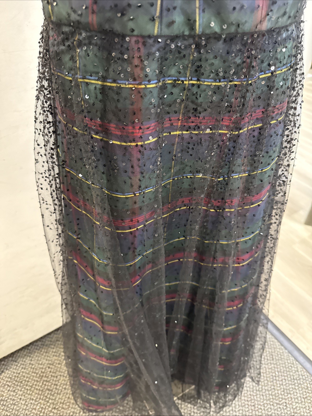 Ralph Lauren Collection Purple Label Embellished Plaid Long Maxi Gown Dress US 8
