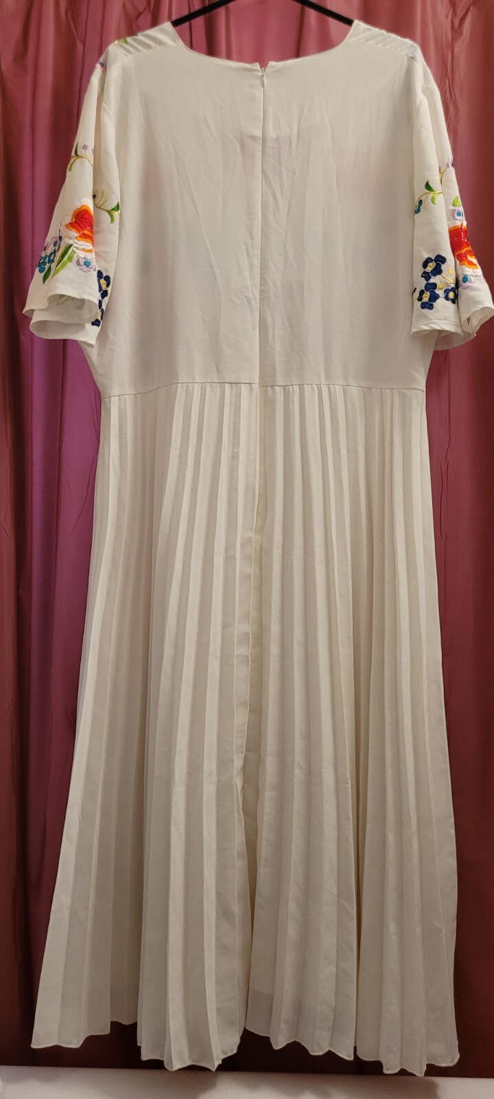 ASOS White Floral Embroidery Long A-Line V-Neck Flutter Sleeve Dress US 16/UK 20