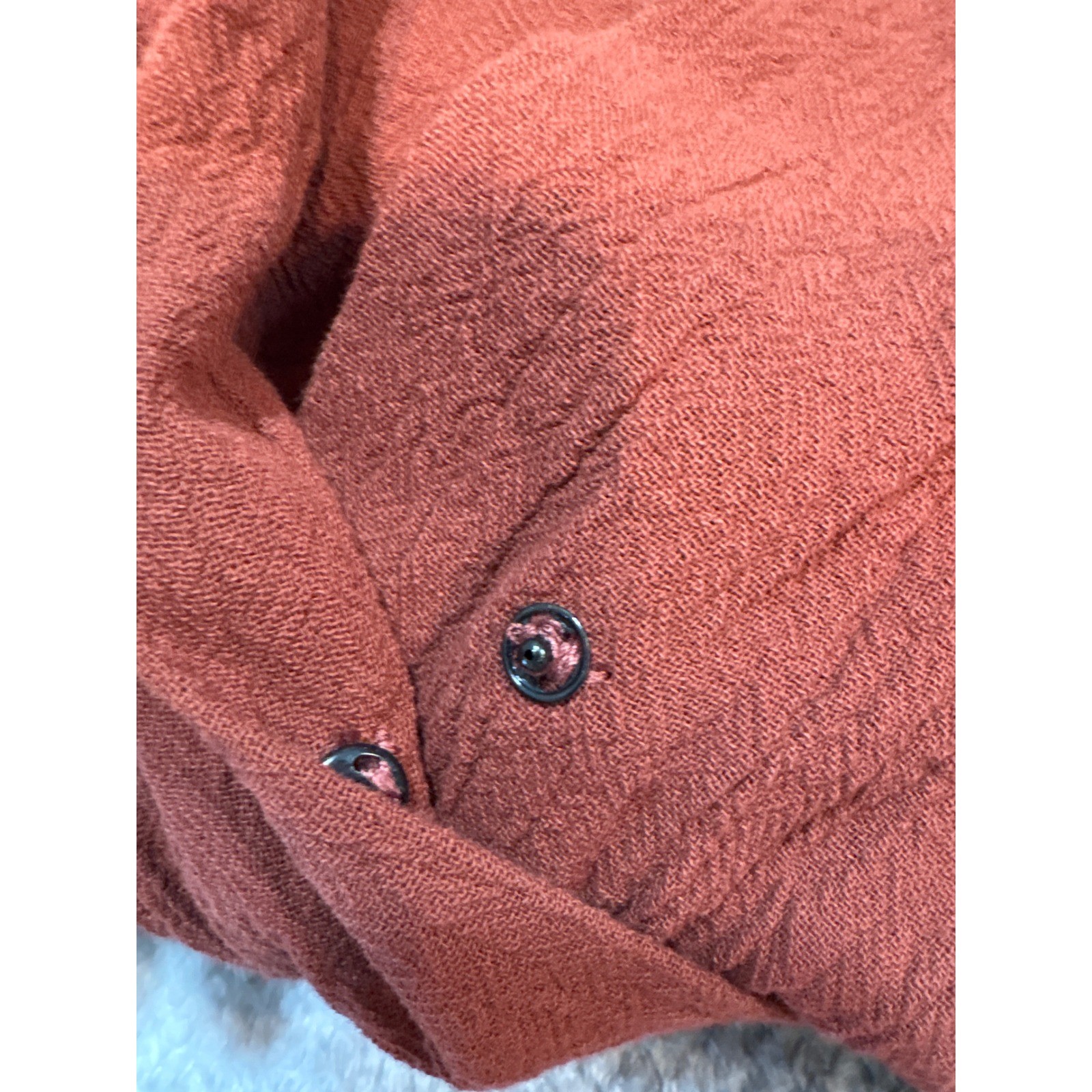 (S) Origin Mexico Rust Brown Artisanal Handmade Wrap Ruffle Midi Dress Womens M