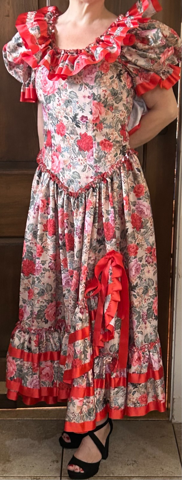Handmade authentic Spanish “Feria” dress from Malaga Spain. 100% Silk worn once