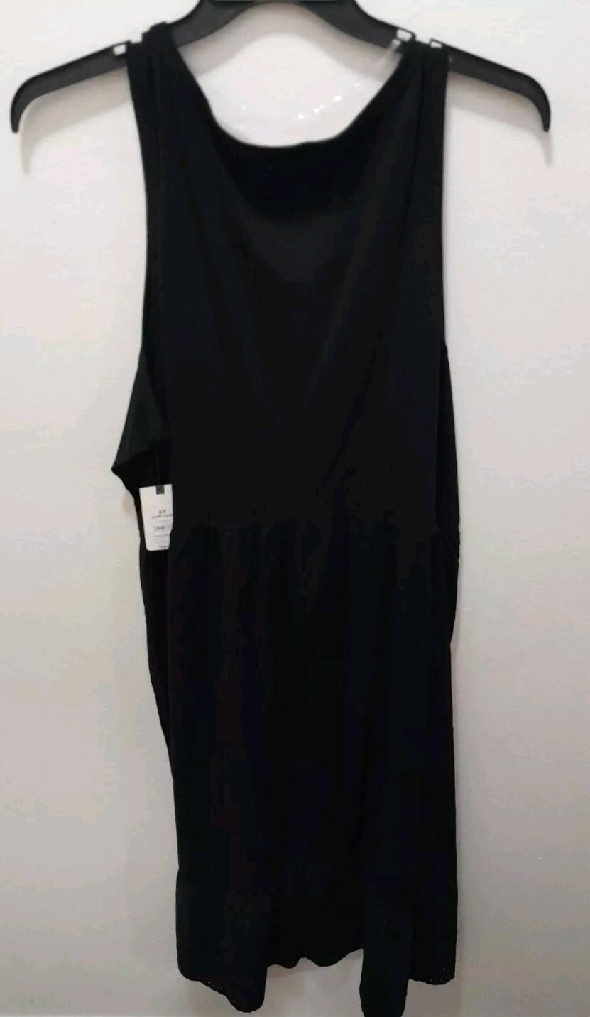 Womens Terra And Sky Size 2X 20W-22W Fabric Mix Dress Black NWT