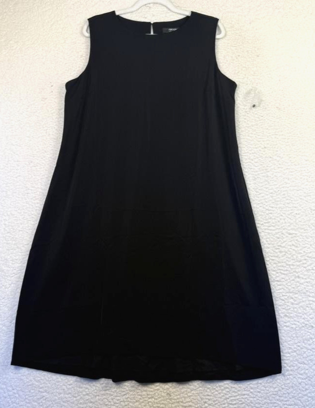 Nicole By Nicole Miller Dress Womens Large Black Sleeveless Shift Lined LBD Work