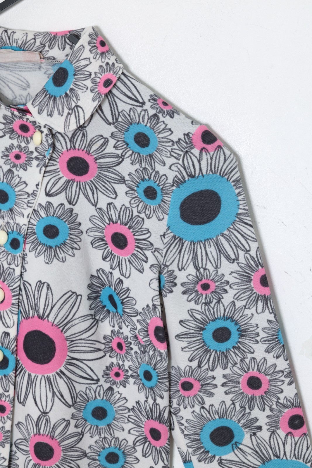 1970s, Finnish Printed Leisure Shift Dress, Psychedelic Daisy Motif