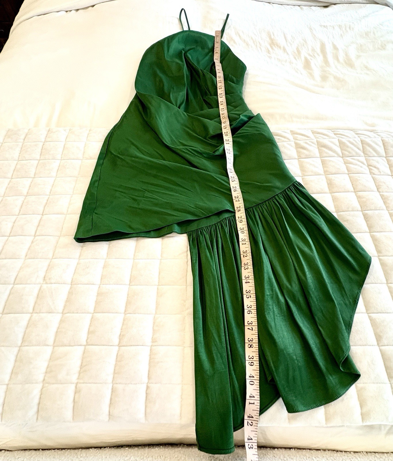 NWT Lovers + Friends Green Satin Halter Mini Dress Old Money Ruffle Sz M Party