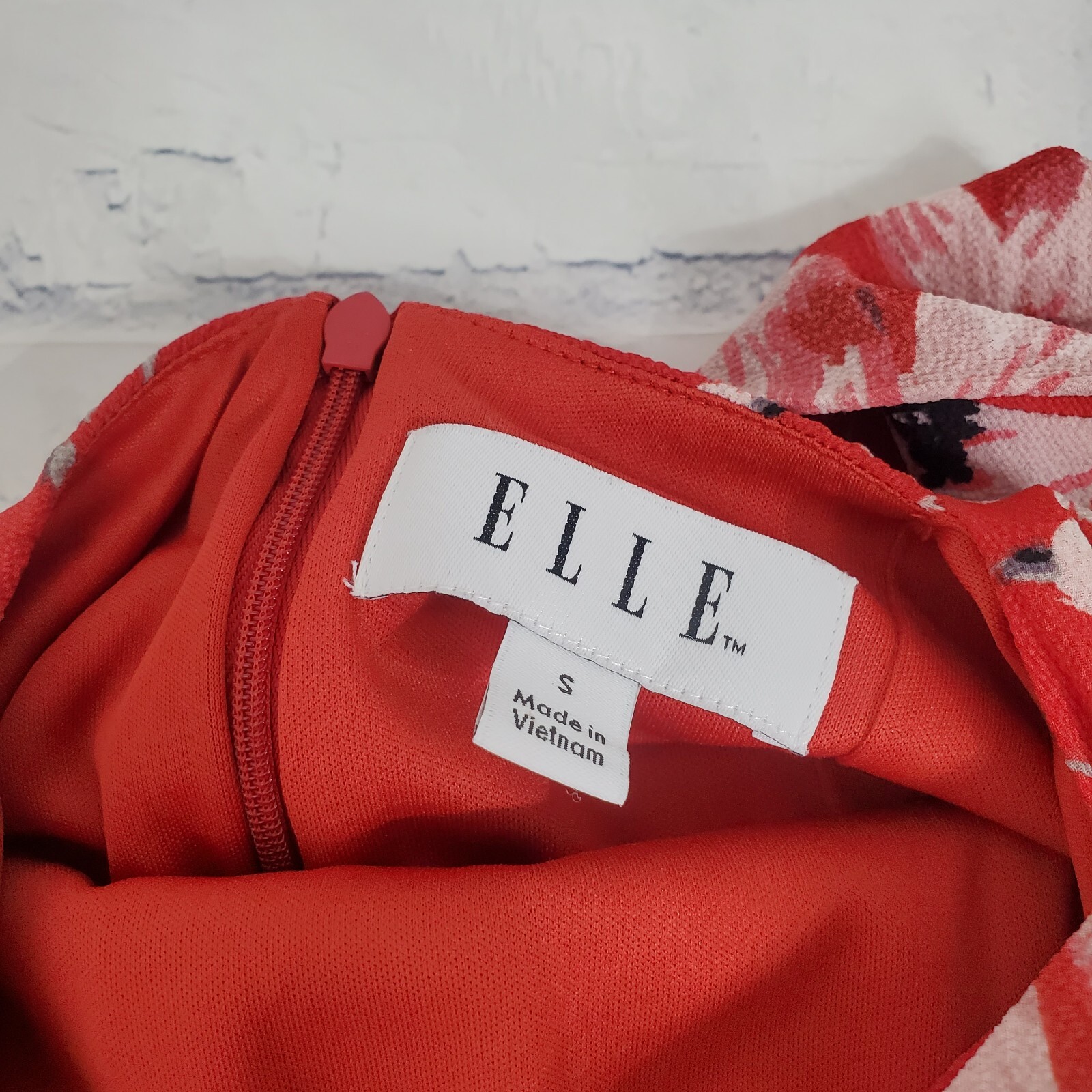 Elle Dress Womens Small Red Floral High Neck Ruffle Sleeveless Back Tie Summer