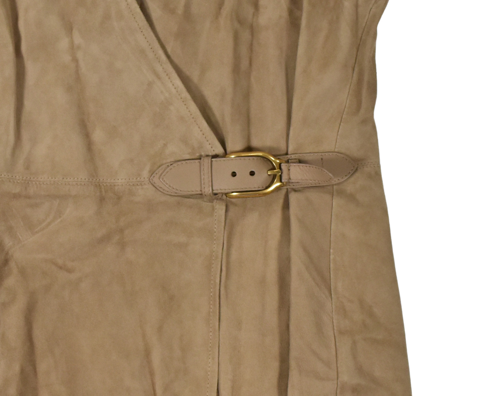 Ralph Lauren Purple Label Brown Leather Wrap Buckle Dress New $2990