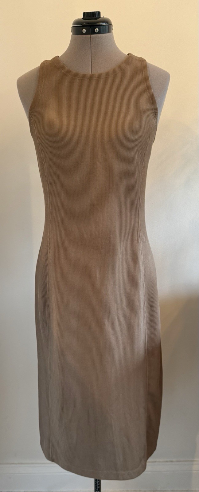 Athleta Seasoft Rib Midi Tank Dress Back Slit Racerback Wrinkle Resistant Small