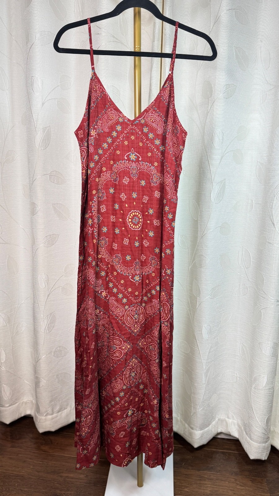 NWT Natural Life Strappy Summer Paisley Printed Dress|Adjustable Straps, Size M