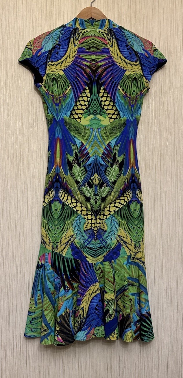 Roberto Cavalli Animal Print Dress Size S Colorful Designer Vintage Rare Y2K