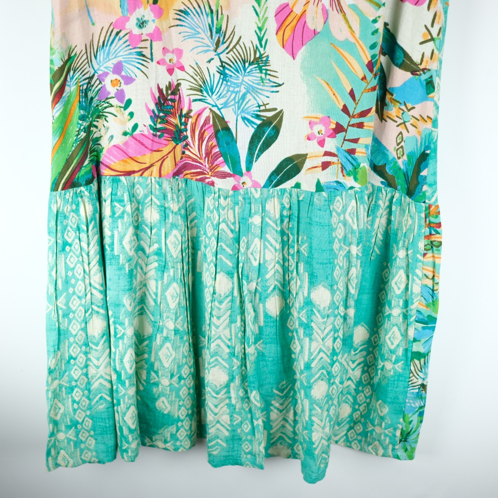 Orientique Collared Patchwork Midi Dress HANALEI Print (#91001) Size US M/ UK 14