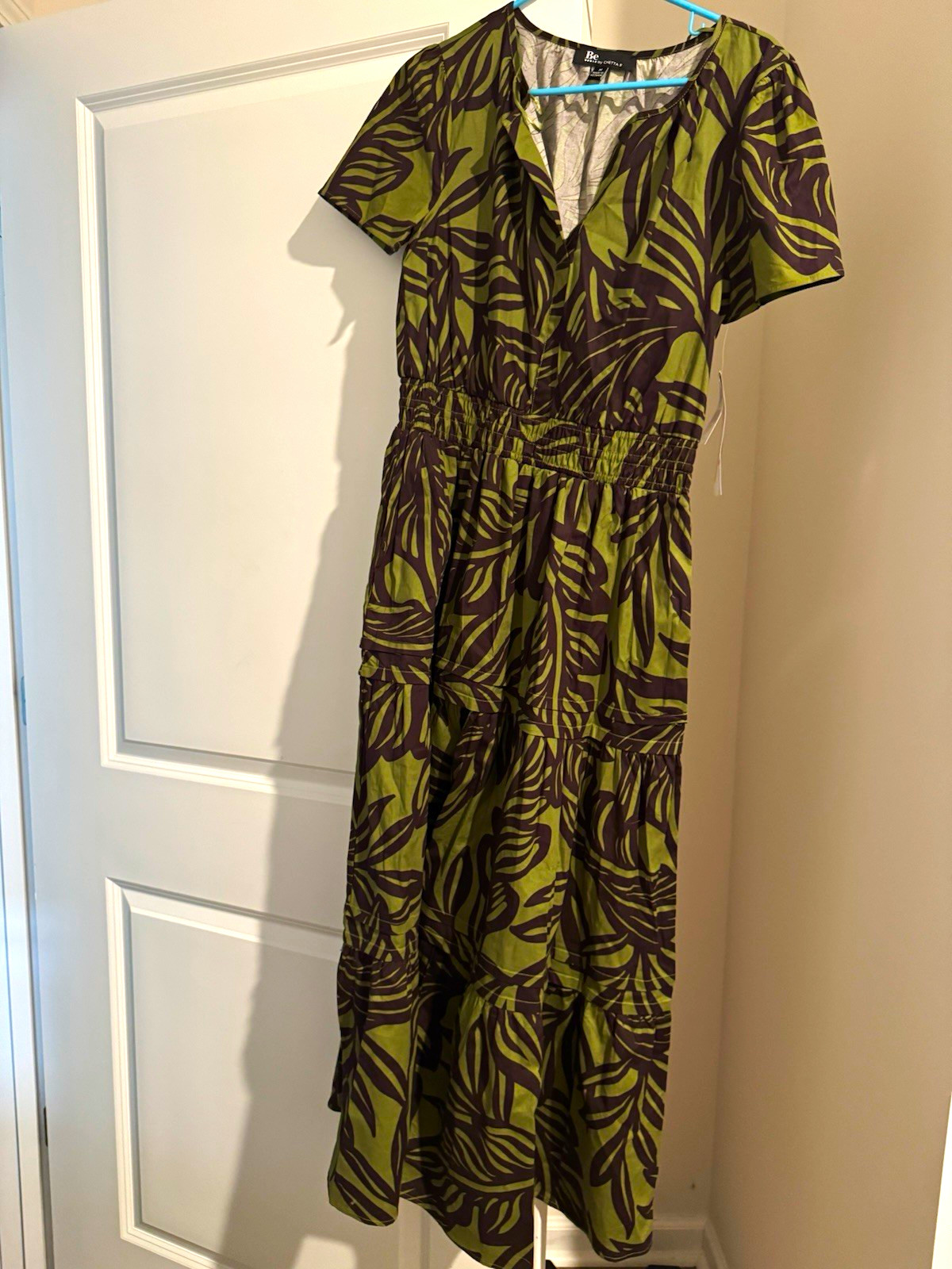 Be… by Chetta B Women’s S Green/Black Animal Print V-Neck Dress