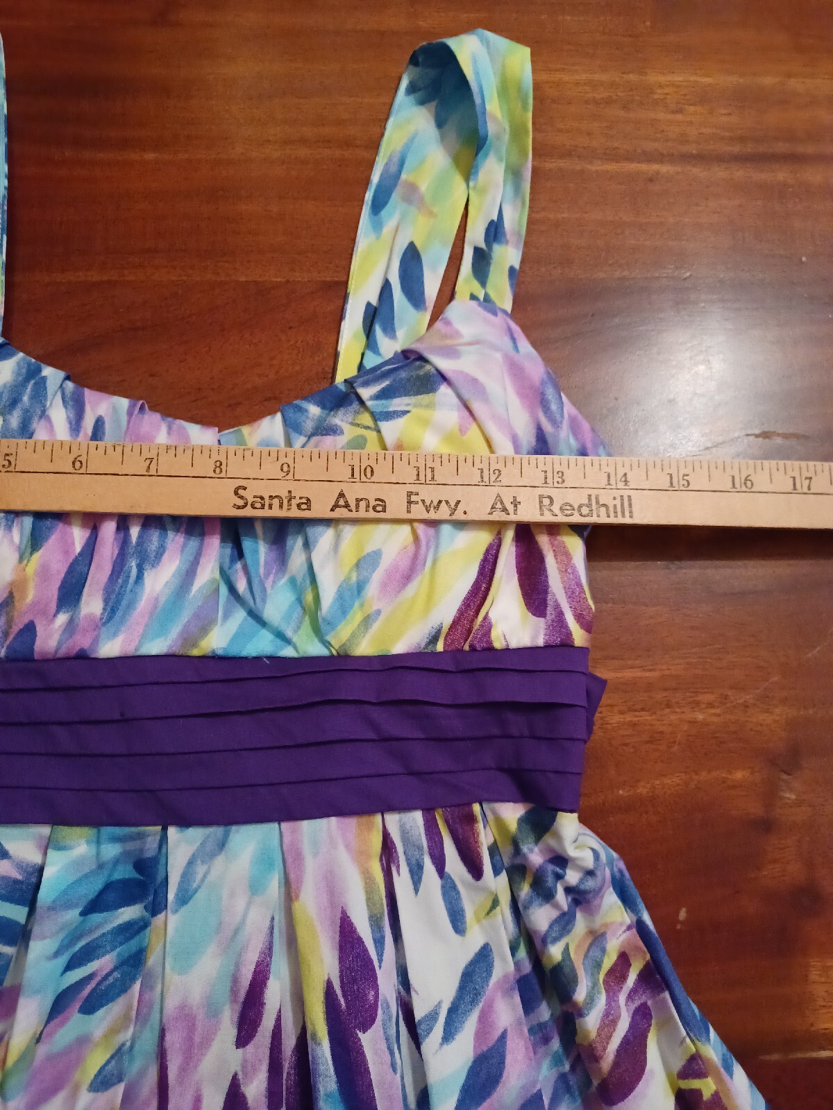 City Triangles Womens Purple Watercolor Floral Dress Reae Zip And Tie Sz 5