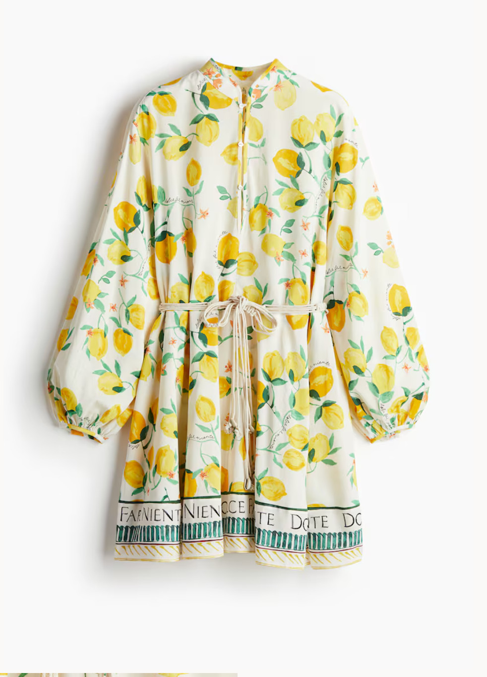 BNWT H&M Lemon print macrame-belt dress XS S M L XL XXL