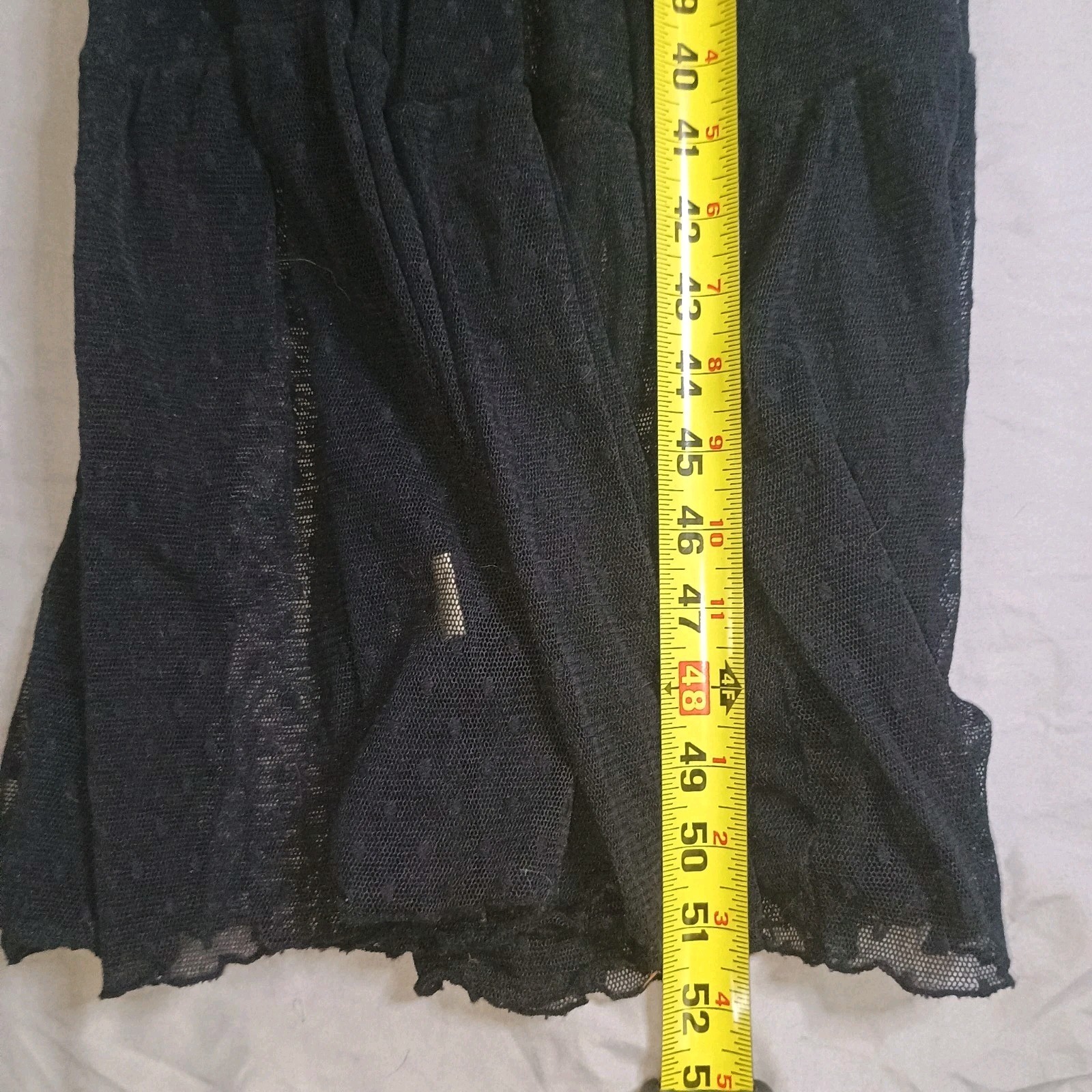 Black Fishnet Polkadot See Through Long Tiered Dress Size XS