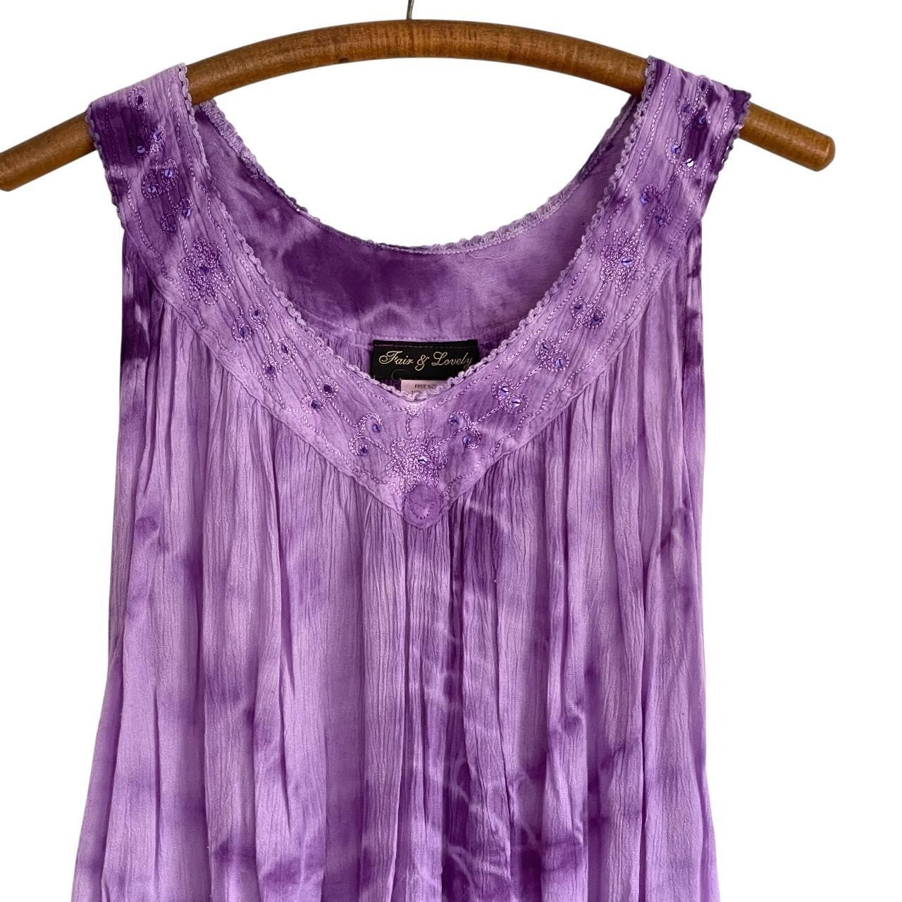 Fair & Lovely Sleeveless Purple Tye-Dye Dress: 90s, Y2K