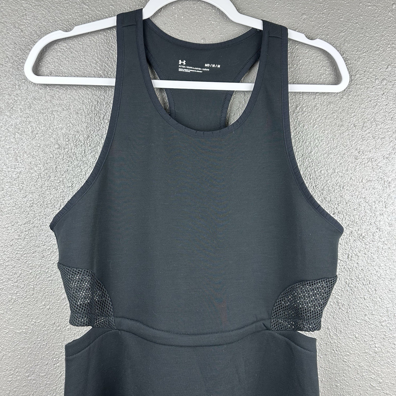 Under Armour Black Sleeveless Athletic Dress Cutouts, Mesh, Logo Size Medium