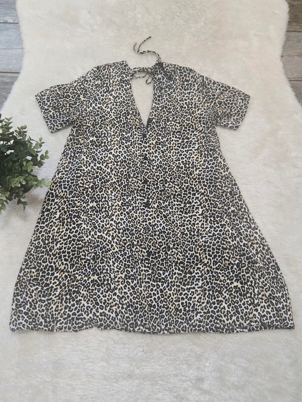 Motel Leopard Print Rocks Fresia Mobwife Indie Sleaze Mini Tunic Dress, S