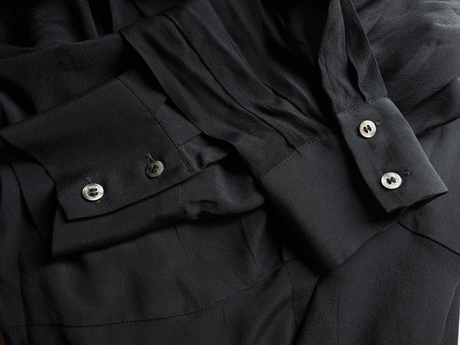 Beatrice B Made In Italy Acetate Silk Blend A-Line Shirt Dress Black Size L US 8