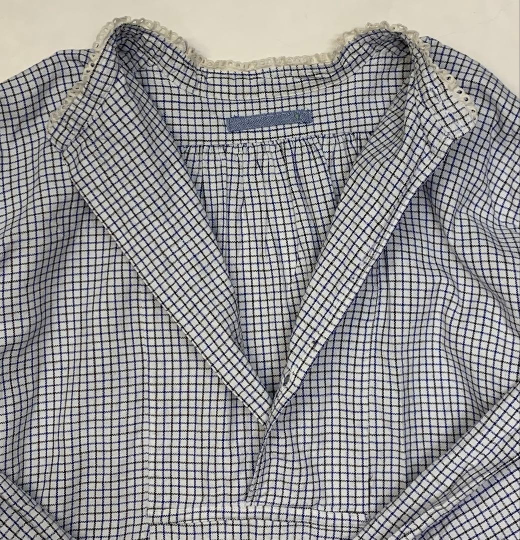 Graph Plaid Pattern Key Neck Tunic Dress 26T_e308 Japan