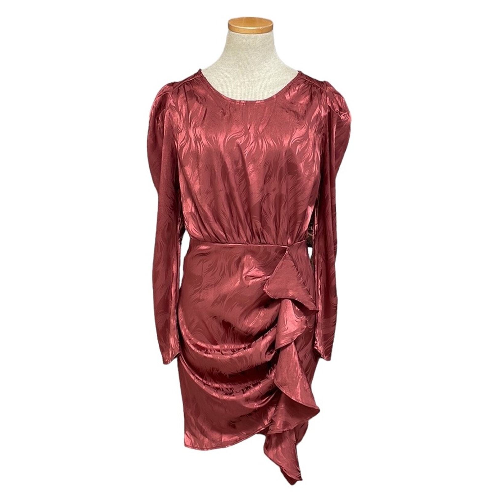 STORY ON Dress Women’s S Small Red Brown Cocktail Party Ruffle Mini
