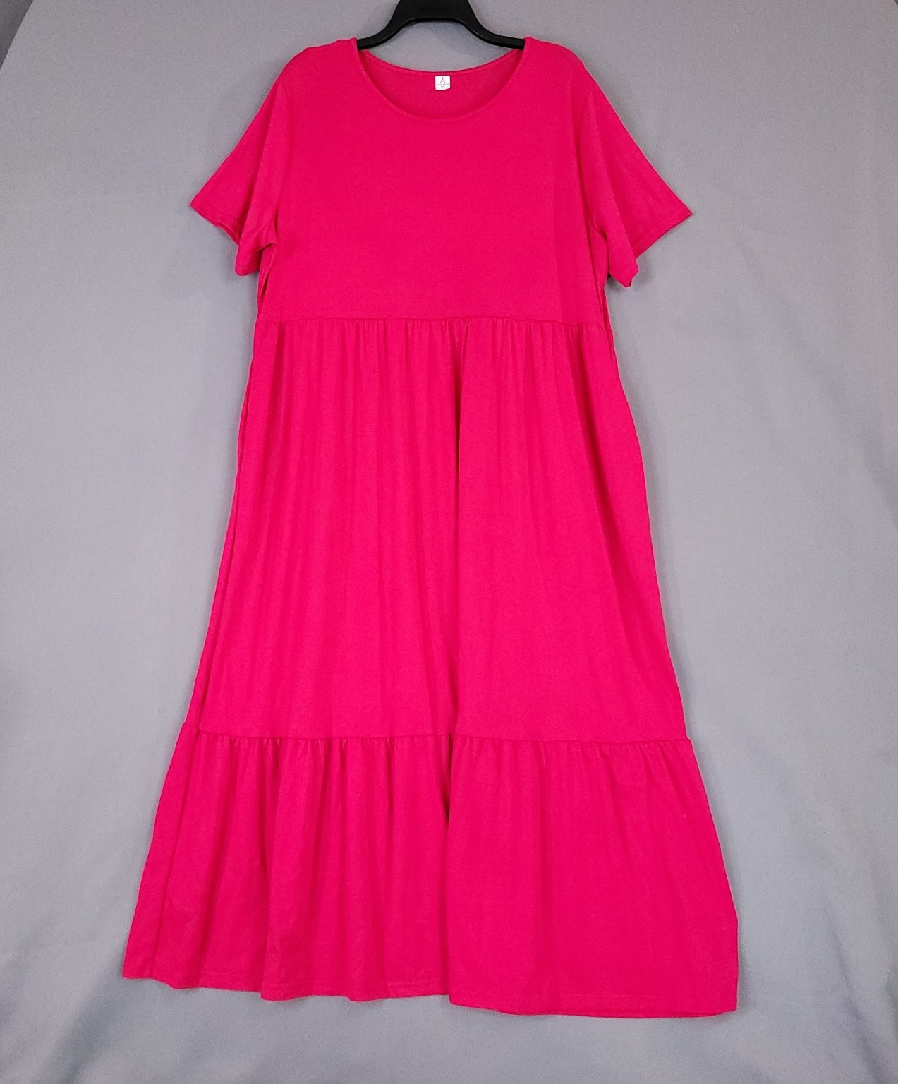 ANRABESS Dress Women’s Fuchsia XXL Short Sleeve Tiered Maxi Pockets
