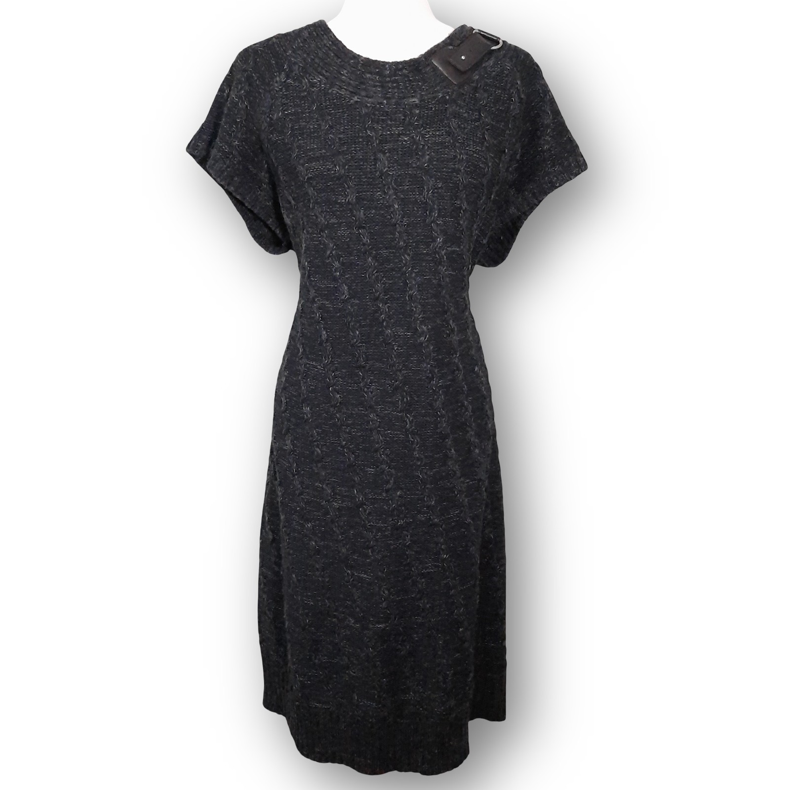Dressbarn Sweater Dress SZ 18/SZ 20 Cableknit Midi Variegated Buckle Detail