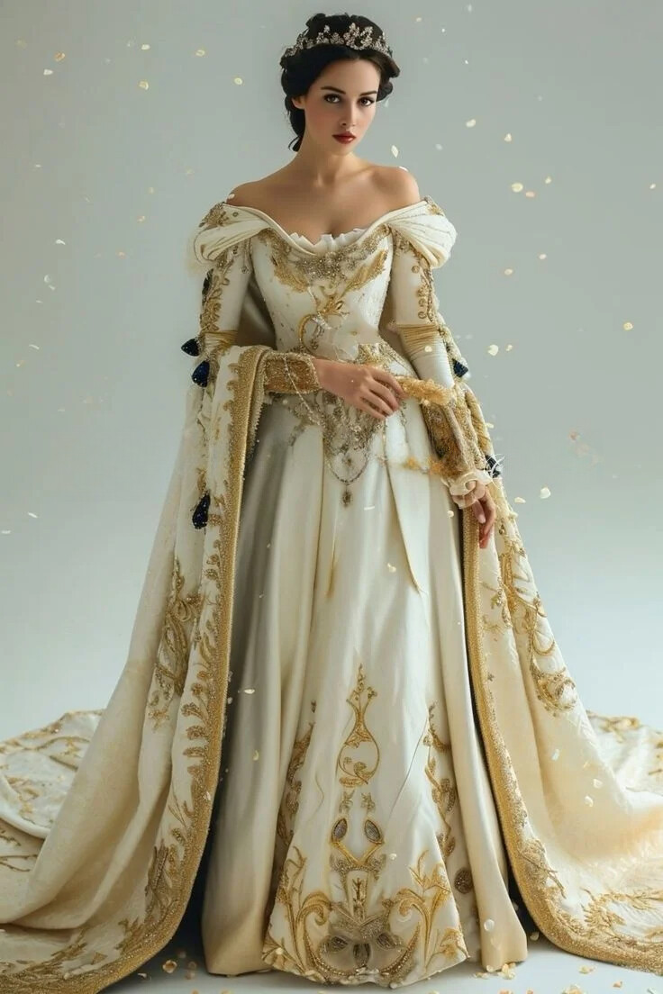 Champagne Victorian Prom Dress Strapless Embroidered Applique Medieval Party