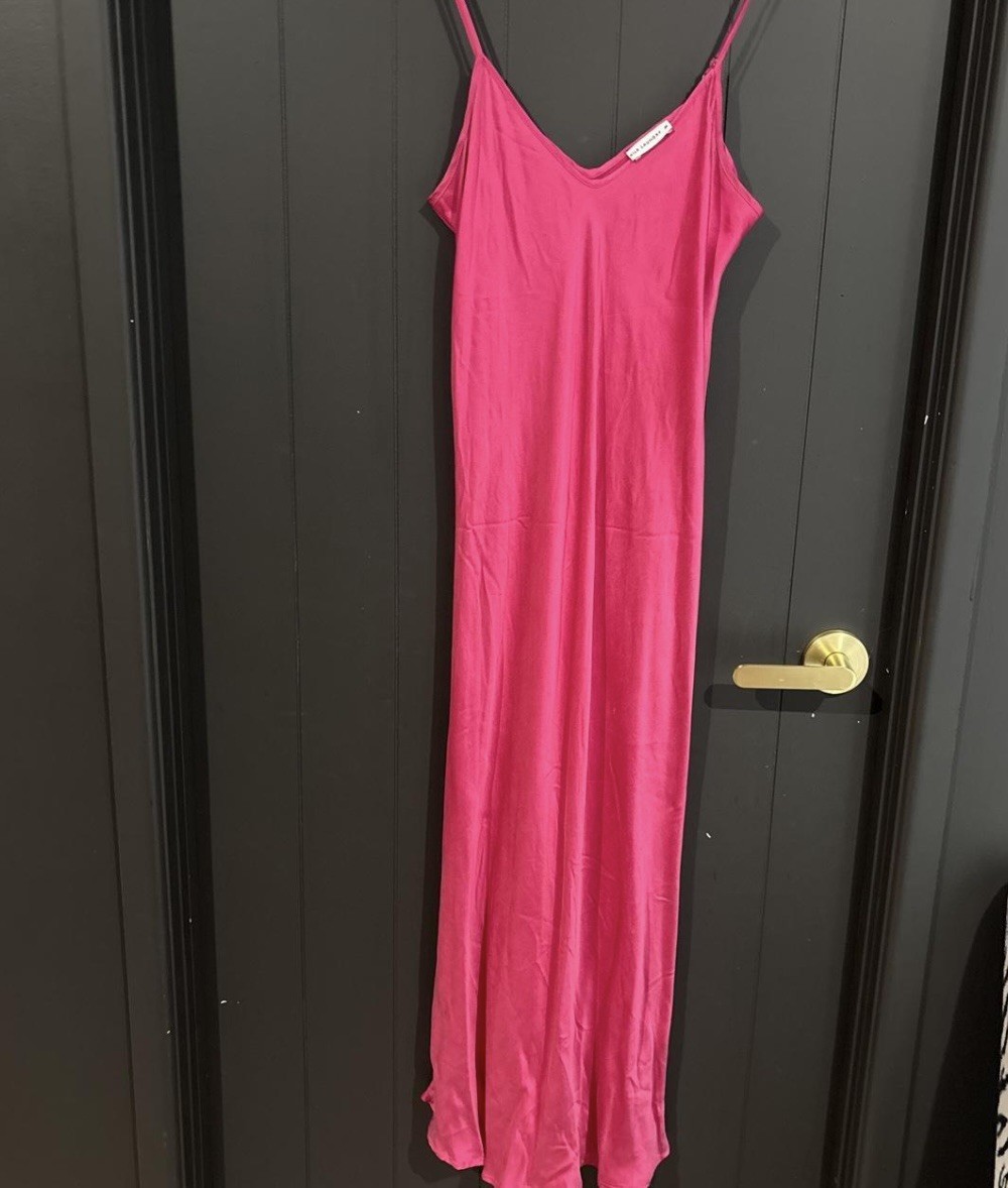 Silk Laundry Slip Dress Midi 90s Size Medium Pink Y2K 100% Silk Midi