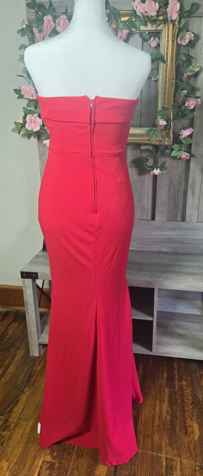 Midnight Doll Strapless Mermaid Maxi Gown Dress Womens 8 Pink Formal Prom