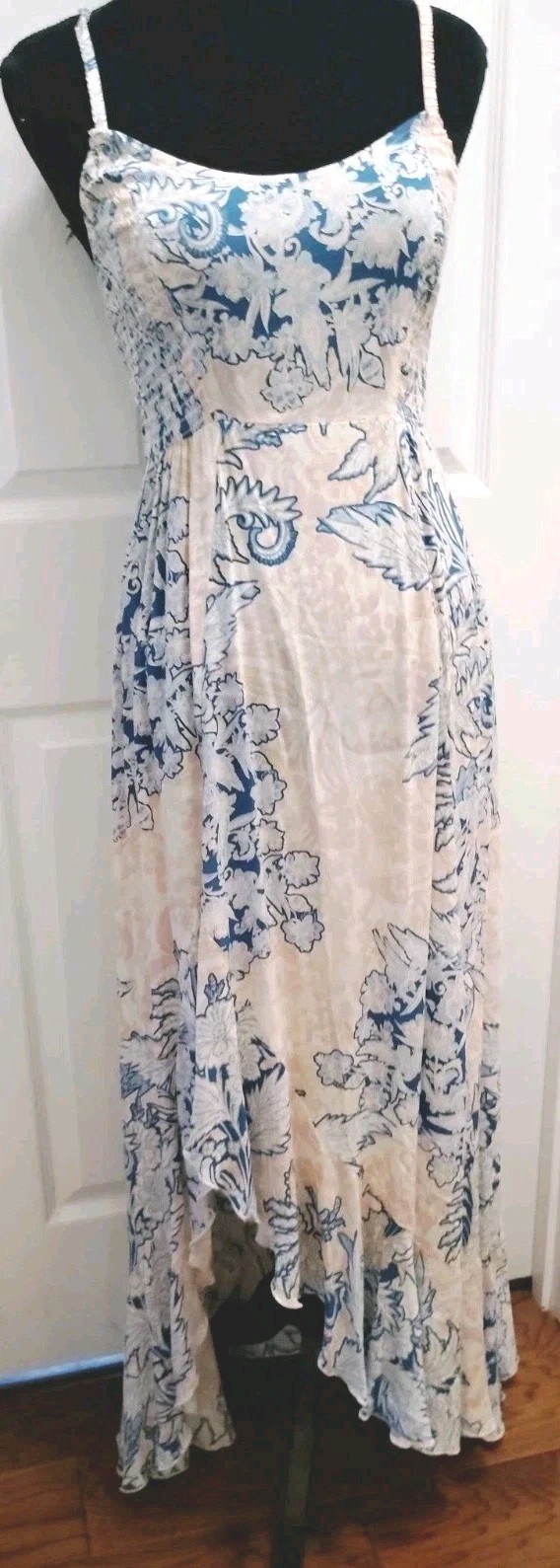 Free People Forever Yours dress slip maxi spaghetti strap ruffle smock floral S