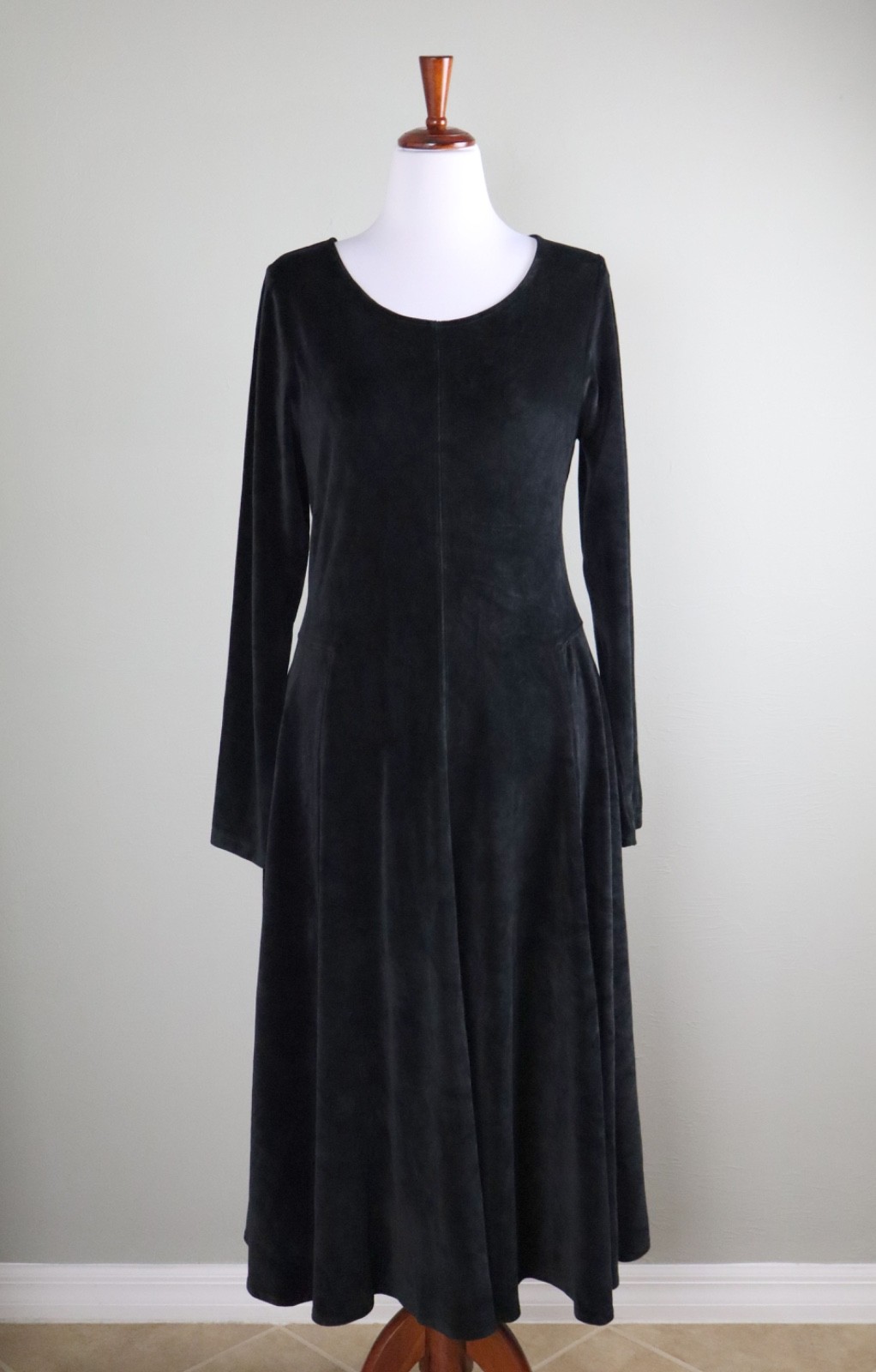 PERUVIAN CONNECTION NWT $218 Solid Black Velour Velvet Marais Maxi Dress Size XL