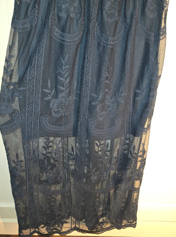 Altar’d State Navy Embroidered Maxi Dress Womens L High Neck Sleeveless Boho