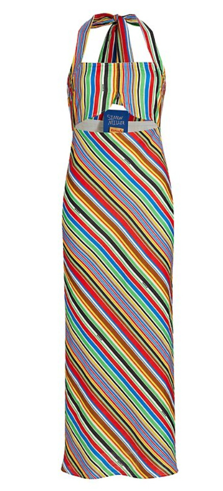 NWT Simon Miller The Hustle Piko Striped Halterneck Dress Deco Stripe 2 $395
