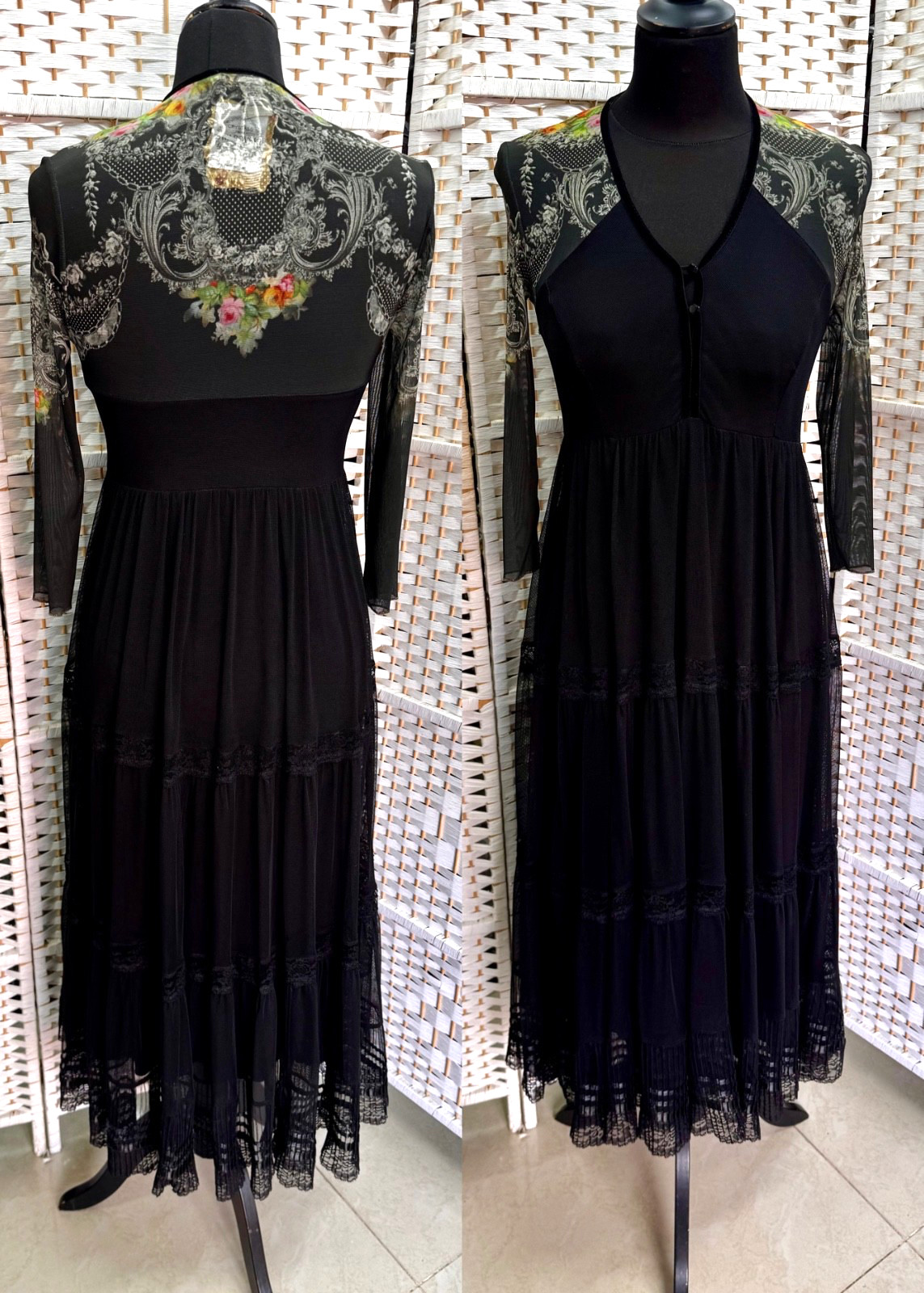 Michal Negrin Elegant Lace With Delicate Flowers Dress Size – M – NWT