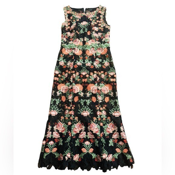 MARCHESA***Floral Guipure Lace Midi Dress***US 6 $795