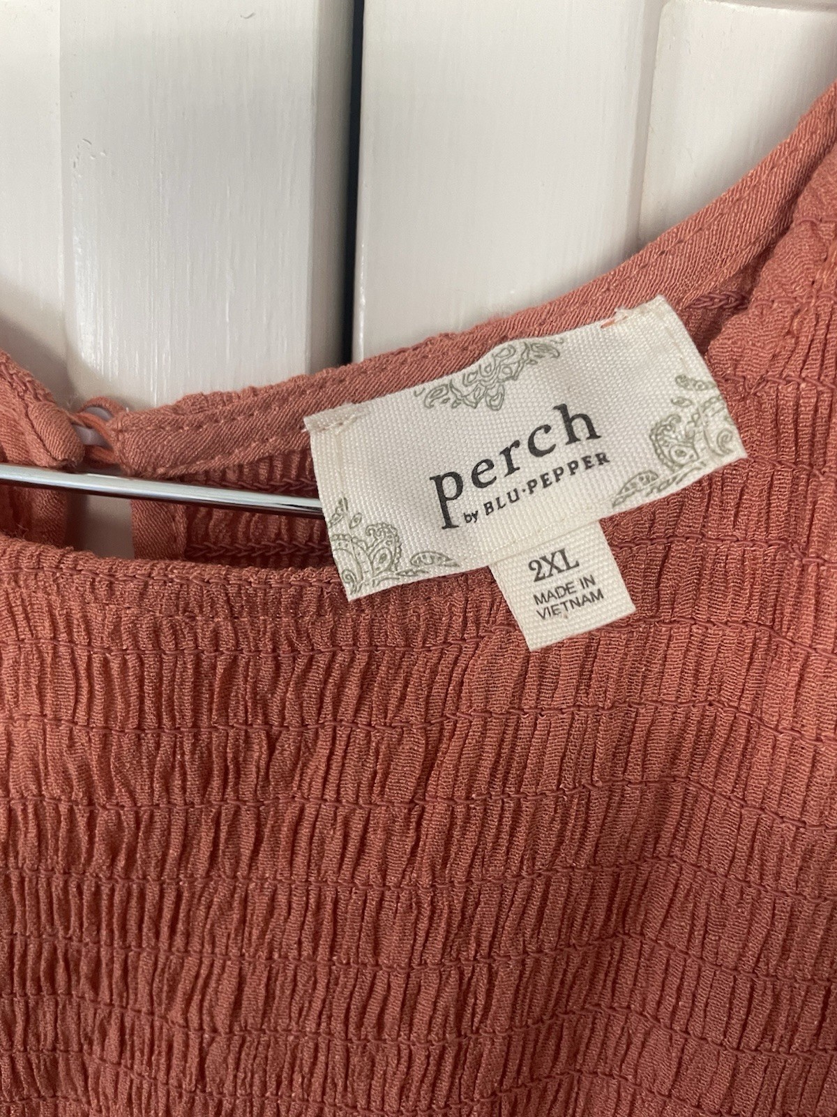Perch by Blu Pepper Rust Smocked Stretch Ruffle Flutter Sleeve Midi Dress 2XL