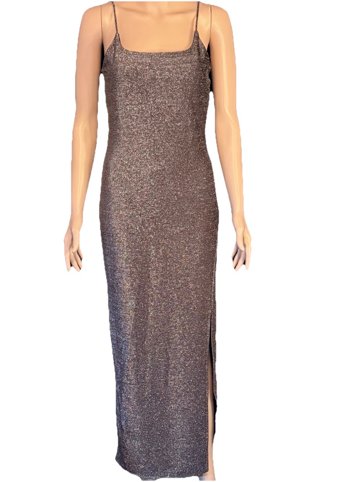 Maxi Dress Bodycon Formal-Style Gown Glitter Sparkle Shimmer Spaghetti Side Slit