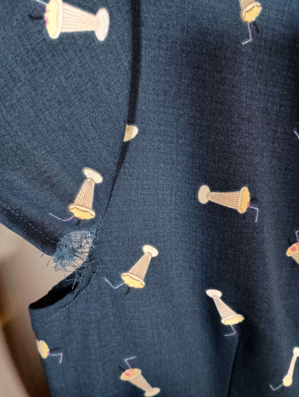 ModCloth Sugarhill Cap Sleeve Milkshake Navy tea length A Line Dress Size 10