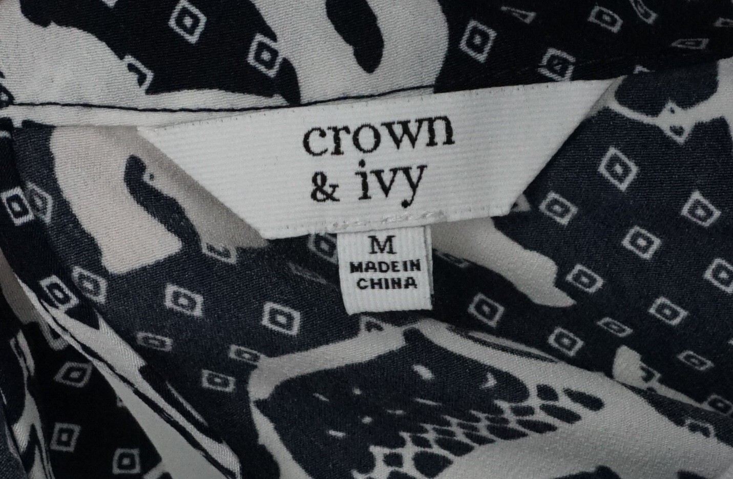 Crown & Ivy Navy Blue White Orange Elephant Striped Sleeveless A-Line Dress Sz M