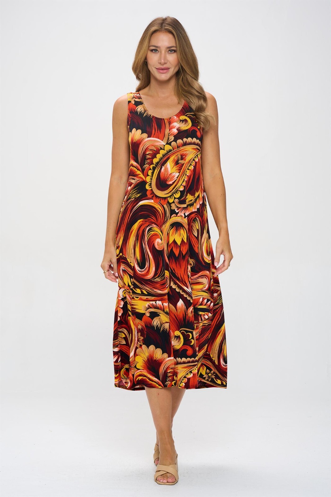 Jostar, Travel Knit Dress, long A-Line, Tank, Stretchy NO-IRON poly/span. 435